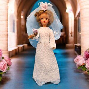Tammy Doll BS-12 #2 Blonde Bride Wedding Original Shoes Gown Veil Bouquet 6 PC
